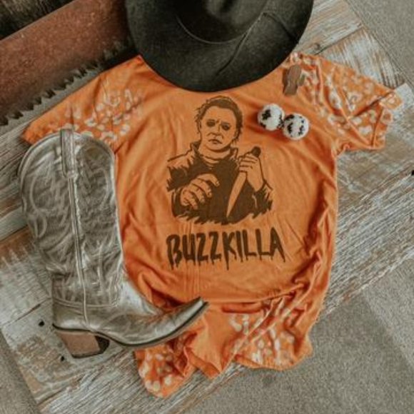 Whiskey Kiss Tops - LEOPARD BUZZKILLA Bleach Dye Tee